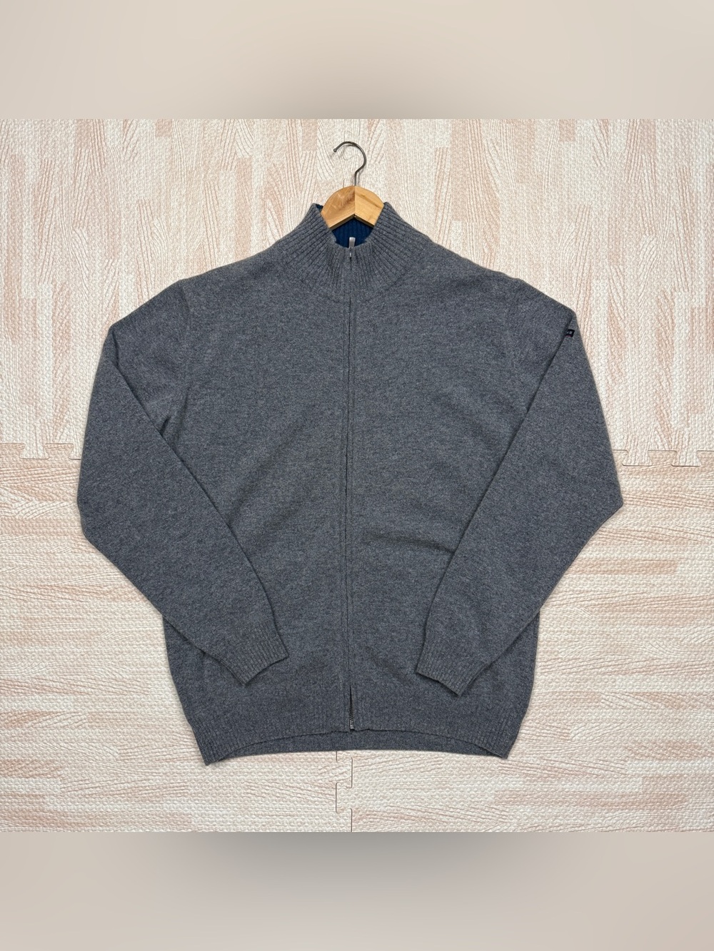 Armor Lux 72546 Men’s Size Large Lambswool Full Zip Sweater Jacket Gray Slate
